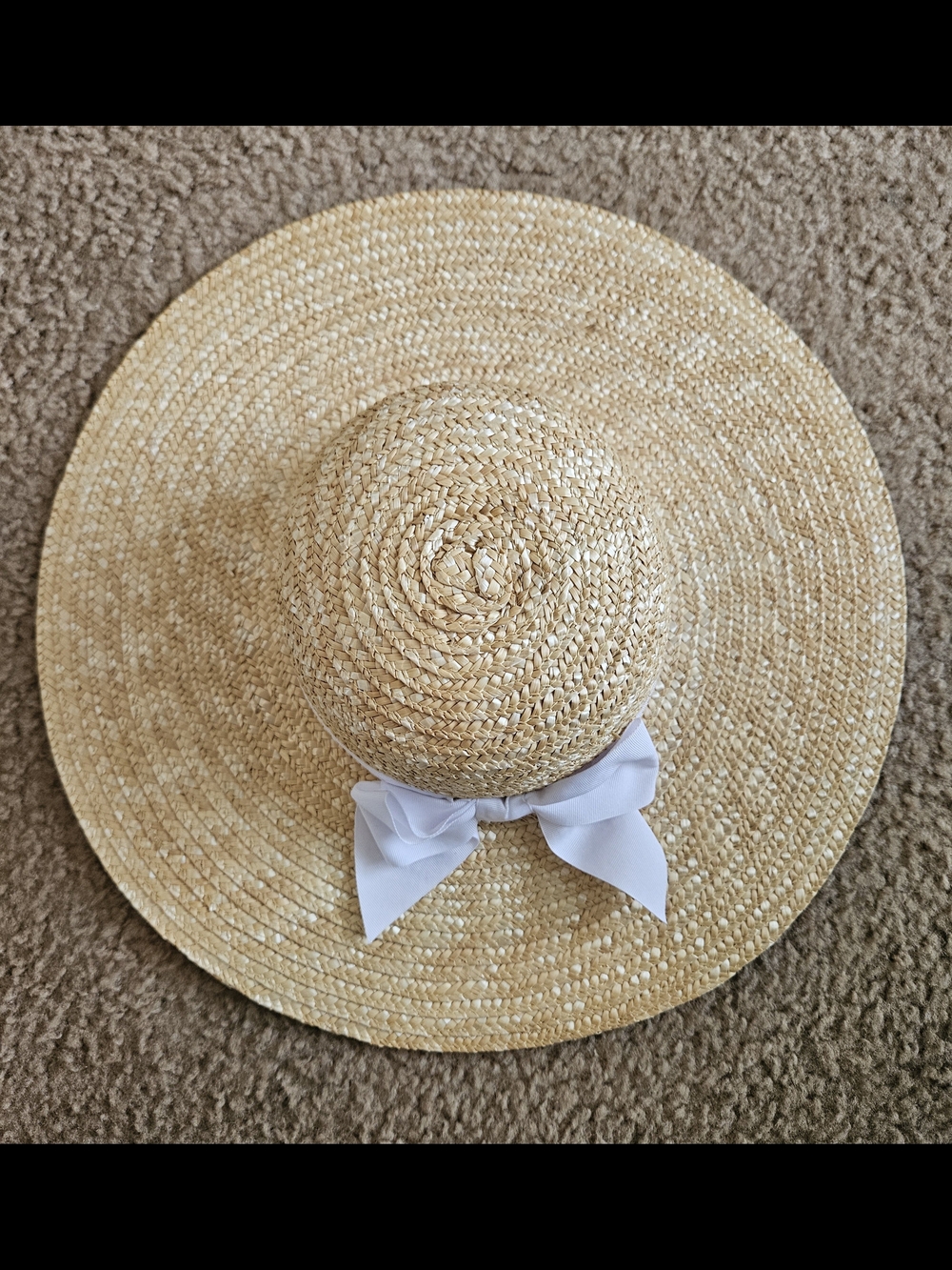 Janie and Jack Natural Straw Sun Hat with White Bow